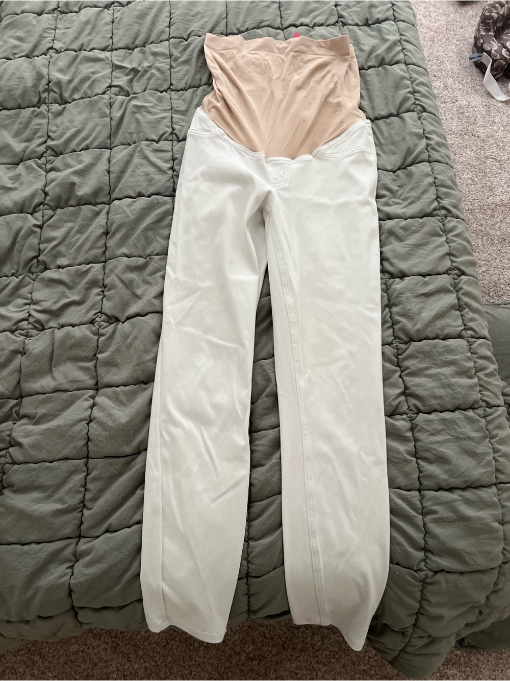 SPANX Maternity White Leggings with Nude Support Panel